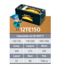 BATERIA ESTACIONARIA DURACELL 12v 150ah C20 / 165ah C100 - 12TE150