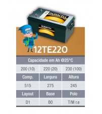 BATERIA ESTACIONARIA DURACELL 12v 220ah C20 / 230Ah C100 - 12TE220