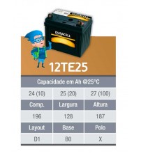 BATERIA ESTACIONARIA DURACELL 12v 25ah C20 / 27Ah C100 - 12TE25