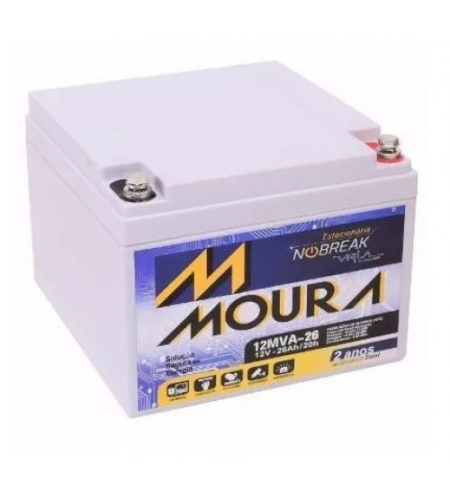 BATERIA PARA NOBREAK VRLA MOURA – MODELO: 12MVA260 – (26AH) – 12V