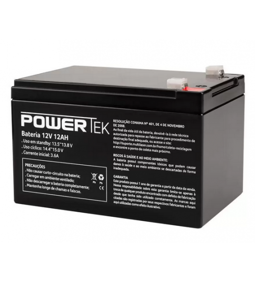 BATERIA - MULTILASER - Bateria PowerTek VRLA 12V 12Ah - EN016