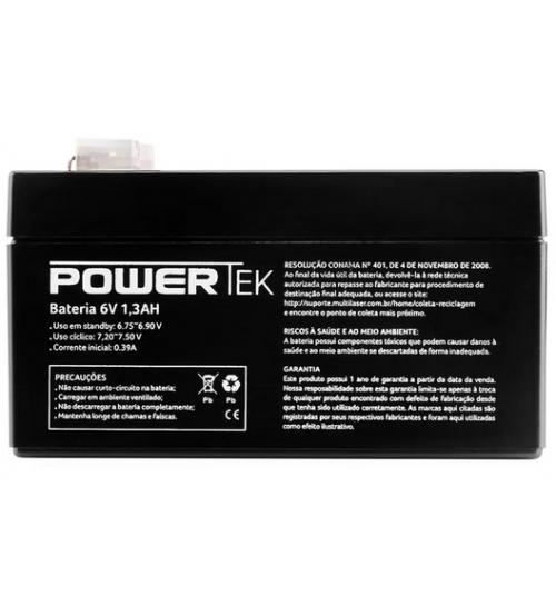 BATERIA - MULTILASER - Bateria PowerTek VRLA 6V 1,3Ah - EN001